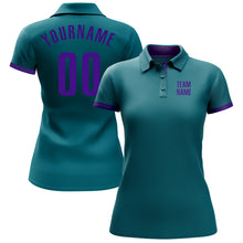Load image into Gallery viewer, Custom Teal Purple Performance Golf Polo Shirt