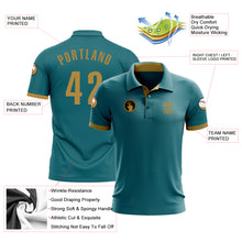 Load image into Gallery viewer, Custom Teal Old Gold Performance Golf Polo Shirt