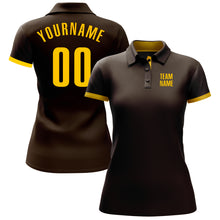 Load image into Gallery viewer, Custom Brown Yellow Performance Golf Polo Shirt