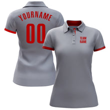 Load image into Gallery viewer, Custom Gray Red Performance Golf Polo Shirt