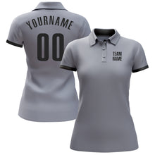 Load image into Gallery viewer, Custom Gray Black Performance Golf Polo Shirt