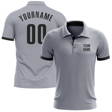 Load image into Gallery viewer, Custom Gray Black Performance Golf Polo Shirt