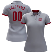 Load image into Gallery viewer, Custom Gray Crimson Performance Golf Polo Shirt
