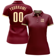 Load image into Gallery viewer, Custom Crimson Cream Performance Golf Polo Shirt