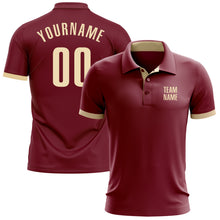 Load image into Gallery viewer, Custom Crimson Cream Performance Golf Polo Shirt