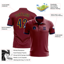 Load image into Gallery viewer, Custom Crimson Navy-Yellow Performance Golf Polo Shirt