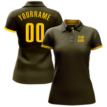 Load image into Gallery viewer, Custom Olive Yellow Performance Salute To Service Golf Polo Shirt