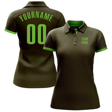 Load image into Gallery viewer, Custom Olive Neon Green Performance Salute To Service Golf Polo Shirt