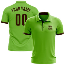 Load image into Gallery viewer, Custom Neon Green Brown Performance Golf Polo Shirt