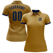 Load image into Gallery viewer, Custom Old Gold Navy Performance Golf Polo Shirt