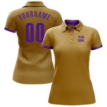 Load image into Gallery viewer, Custom Old Gold Purple Performance Golf Polo Shirt
