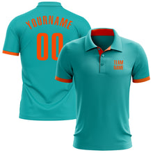 Load image into Gallery viewer, Custom Aqua Orange Performance Golf Polo Shirt