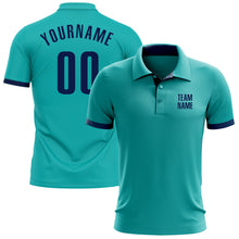 Load image into Gallery viewer, Custom Aqua Navy Performance Golf Polo Shirt