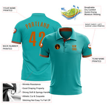 Load image into Gallery viewer, Custom Aqua Texas Orange Performance Golf Polo Shirt
