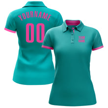 Load image into Gallery viewer, Custom Aqua Pink Performance Golf Polo Shirt