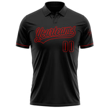 Load image into Gallery viewer, Custom Black Red Performance Vapor Golf Polo Shirt