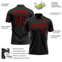 Load image into Gallery viewer, Custom Black Red Performance Vapor Golf Polo Shirt