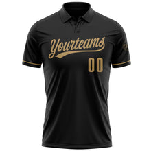 Load image into Gallery viewer, Custom Black Old Gold Performance Vapor Golf Polo Shirt