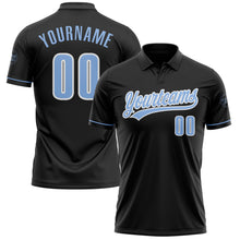 Load image into Gallery viewer, Custom Black Light Blue-White Performance Vapor Golf Polo Shirt