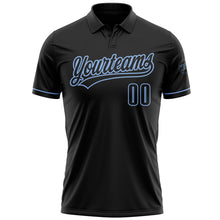 Load image into Gallery viewer, Custom Black Black-Light Blue Performance Vapor Golf Polo Shirt