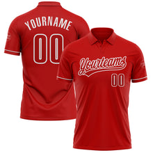 Load image into Gallery viewer, Custom Red White Performance Vapor Golf Polo Shirt