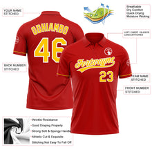 Load image into Gallery viewer, Custom Red Yellow-White Performance Vapor Golf Polo Shirt