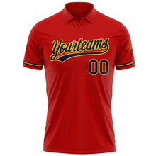 Load image into Gallery viewer, Custom Red Navy-Yellow Performance Vapor Golf Polo Shirt