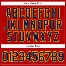 Load image into Gallery viewer, Custom Red Navy-Yellow Performance Vapor Golf Polo Shirt