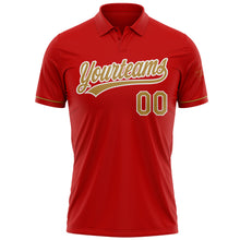 Load image into Gallery viewer, Custom Red Old Gold-White Performance Vapor Golf Polo Shirt