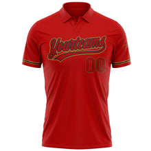 Load image into Gallery viewer, Custom Red Red Black-Old Gold Performance Vapor Golf Polo Shirt