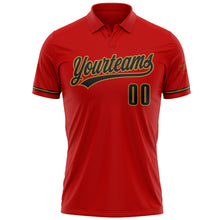 Load image into Gallery viewer, Custom Red Black-Old Gold Performance Vapor Golf Polo Shirt