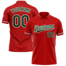 Load image into Gallery viewer, Custom Red Green-White Performance Vapor Golf Polo Shirt