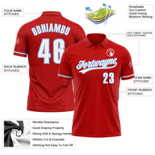 Load image into Gallery viewer, Custom Red White-Light Blue Performance Vapor Golf Polo Shirt