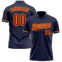 Load image into Gallery viewer, Custom Navy Red-Gold Performance Vapor Golf Polo Shirt