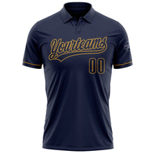Load image into Gallery viewer, Custom Navy Navy-Old Gold Performance Vapor Golf Polo Shirt