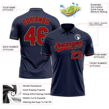 Load image into Gallery viewer, Custom Navy Red-Old Gold Performance Vapor Golf Polo Shirt
