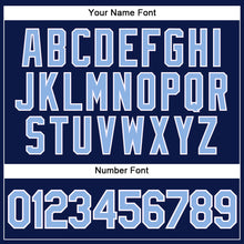 Load image into Gallery viewer, Custom Navy Light Blue-White Performance Vapor Golf Polo Shirt