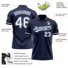 Load image into Gallery viewer, Custom Navy White-Light Blue Performance Vapor Golf Polo Shirt