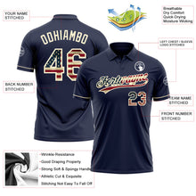 Load image into Gallery viewer, Custom Navy Vintage USA Flag-Cream Performance Vapor Golf Polo Shirt