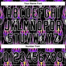 Load image into Gallery viewer, Custom Black White-Purple 3D Pattern Design Flame Billiards 8 Ball Performance Polo Shirt