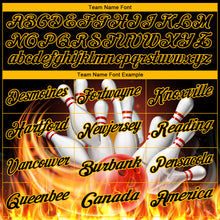 Load image into Gallery viewer, Custom Black Gold 3D Pattern Design Flame Bowling Performance Polo Shirt