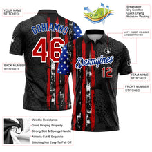 Load image into Gallery viewer, Custom Black Red-Royal 3D Pattern Design Golf Ball American Flag Performance Golf Polo Shirt