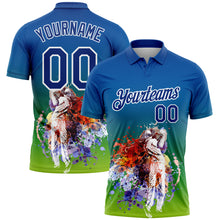 Load image into Gallery viewer, Custom Royal White 3D Pattern Design Golfing Performance Golf Polo Shirt