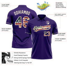 Load image into Gallery viewer, Custom Purple Vintage USA Flag-Cream Performance Vapor Golf Polo Shirt