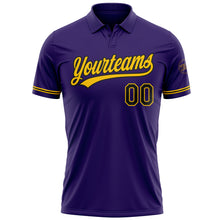 Load image into Gallery viewer, Custom Purple Black-Yellow Performance Vapor Golf Polo Shirt