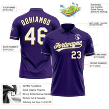Load image into Gallery viewer, Custom Purple White Old Gold-Black Performance Vapor Golf Polo Shirt