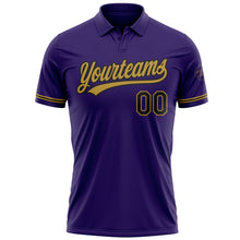 Load image into Gallery viewer, Custom Purple Black-Old Gold Performance Vapor Golf Polo Shirt