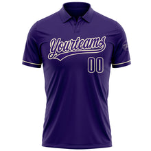 Load image into Gallery viewer, Custom Purple Cream Performance Vapor Golf Polo Shirt