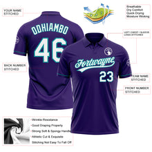 Load image into Gallery viewer, Custom Purple White-Teal Performance Vapor Golf Polo Shirt