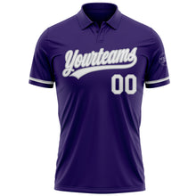 Load image into Gallery viewer, Custom Purple White-Gray Performance Vapor Golf Polo Shirt